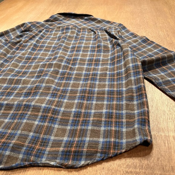 American Vintage Manufacturing Co Plaid Flannel Shirt Brown Blue L AVH21170LW - Picture 9 of 9